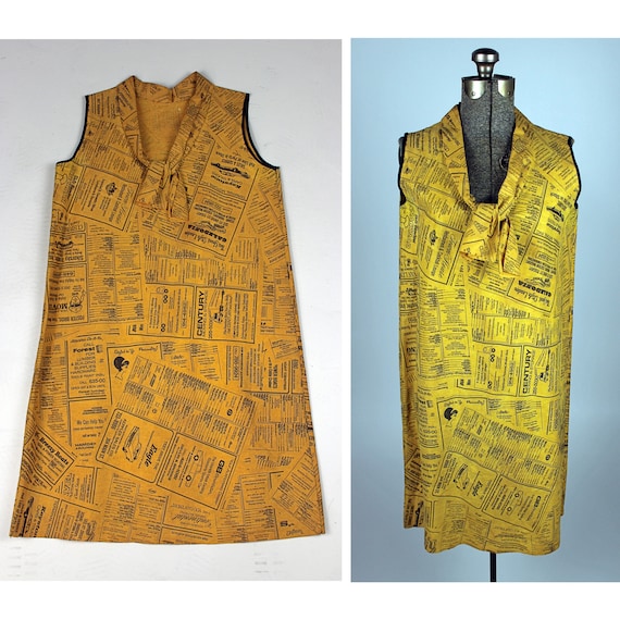 1960s Paper Dress, 1960s Paper Newspaper Dress, 60