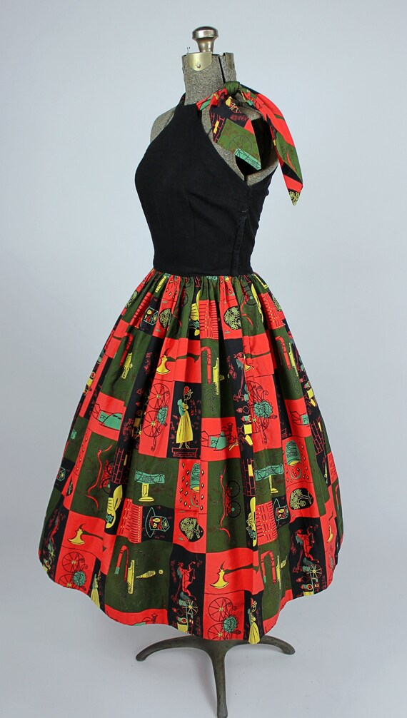 1950s AAA Dress, Laura Jean Allen Print, 1950s No… - image 3