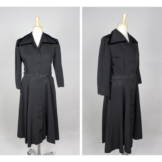 1950s Black Dress, 1950s Black Swing Dress, 1950s