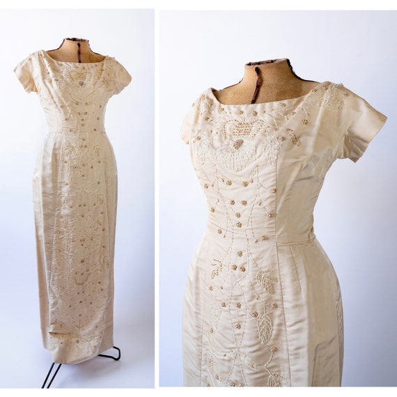 1950s Dress, Vintage Bridgerton Dress, 1950s Cham… - image 1