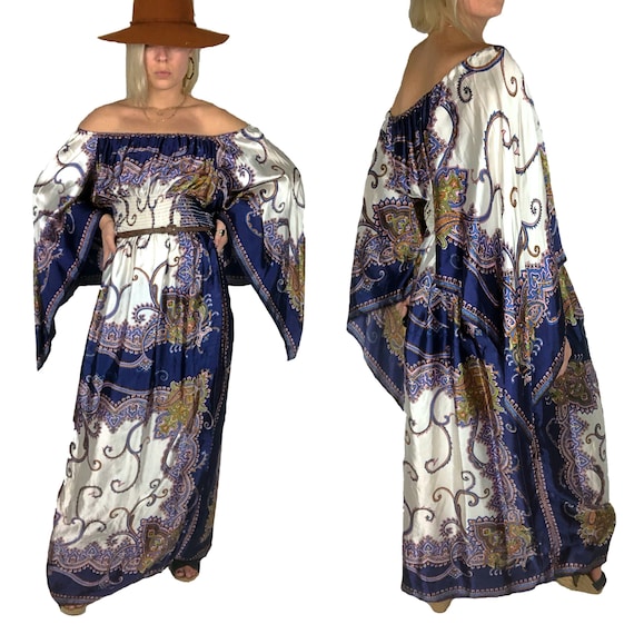 1970s Scarf Dress, 1970s Boho Dress, 70s Volup Vin
