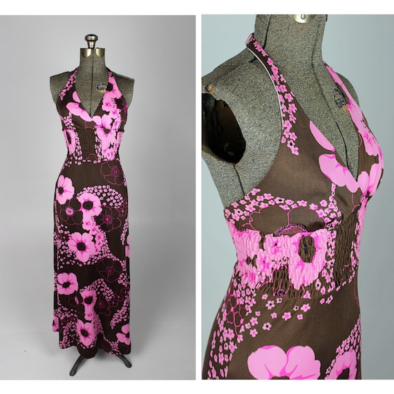 1970s Hawaiian Maxi Dress, Vintage Hawaiian Dress,