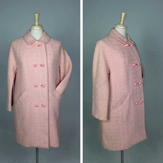 1960s Pink Coat, 1960s Winter Coat, 1960s Pastel C