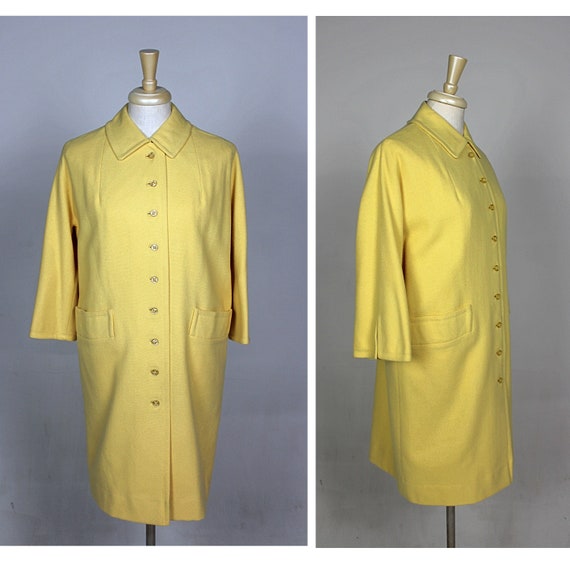 1960s Yellow Wool Overcoat, 1960s Spring Coat, 196