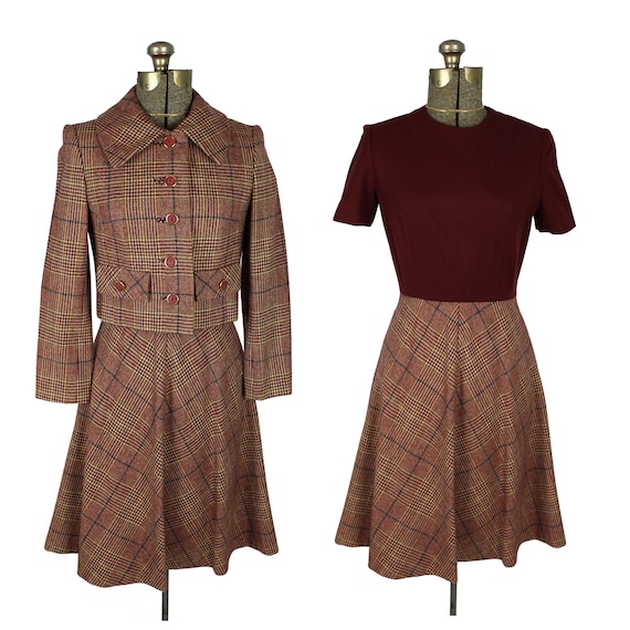 1960s Plaid Dress & Jacket, 1960s Plaid Outfit, 19