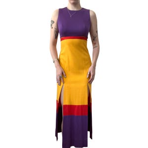 1970s Lanz Original Maxi Dress, 1970s Colorblock Dress, Vintage Maxi Dress, 1970s Dress, 1960s Maxi, Vintage Lanz Original Dress, 1970s Maxi
