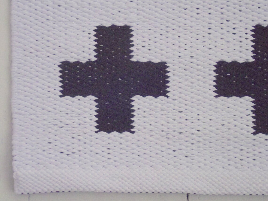 Swiss Cross Rug Black White Rug Plus Sign Rug Living Room Etsy