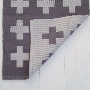 Gray Swiss Cross Rug, Plus Sign Rug, Accent Rug, Entryway Rug, Natural ...