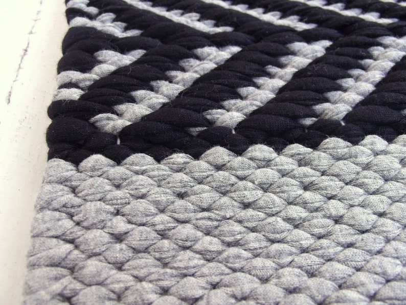Black Grey Entryway Rug, Scandinavian Rug, Kitchen Rug, Handmade Rug, Natural Cotton Rug, Washable Rug, Handmade Rug, Made to Order image 5