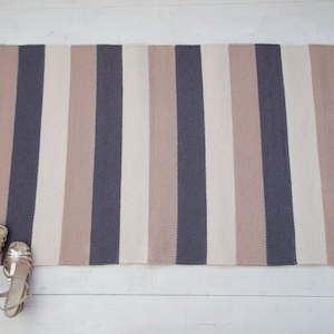 Grauer beige elfenbein gestreifter Teppich Flachwebteppich | Etsy