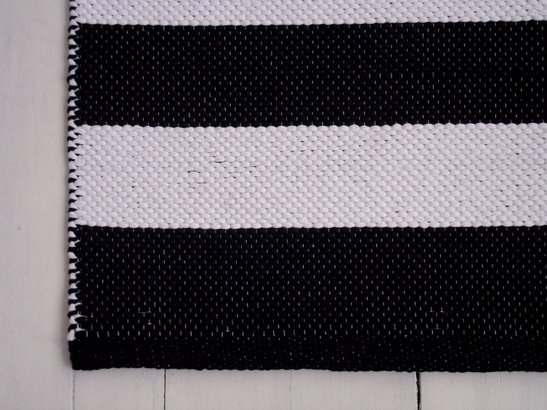Black and White Striped Rug Small Cotton Rug Scandinavian Etsy
