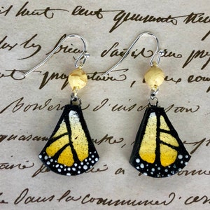 Brincos de borboleta, brincos de asa de borboleta, brincos de borboleta pendurados, salve as borboletas, conservação de borboletas, asa de borboleta monarca