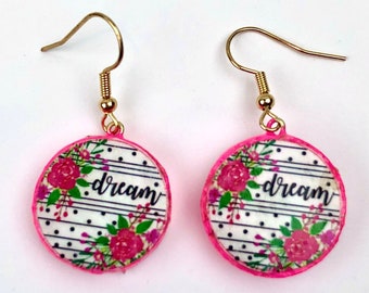 Dream Earrings, Dream Jewelry, A Dream Is A Wish Your Heart Makes, Pink Earrings, Rose Earrings, Stripes, Polka Dots