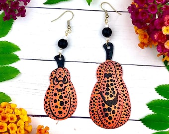 Yayoi Kusama Inspired Earrings, Pumpkin Earrings, Jack O Lantern Earrings, Halloween Jewelry, Pumpkin Spice, Artist Earrings, Polkadot, Cute