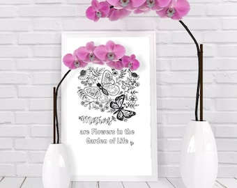 Instant Download Mothers Day Coloring Page, Digital Print to Color, Inspirational Quote Coloring Page, Colouring Mummy Page, Mom