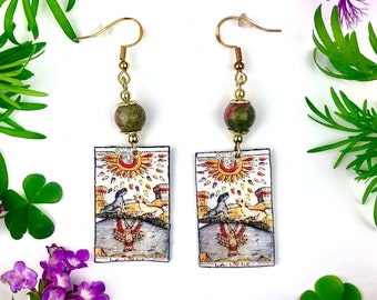 Passover, Passover Earrings, Passover Jewelry, Pesach, Tarot Card Earrings, La Luna, Jean Noblet de Marseille Tarot, The Moon Tarot Card