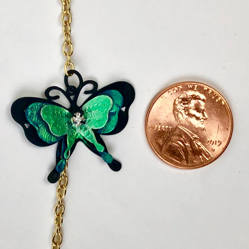 Butterfly Necklace, Mother's Day Gift, Teal Butterfly Necklace, Long Necklace, Blue Butterfly Jewelry, Boho Jewelry, Blue Morpho Necklace image 5