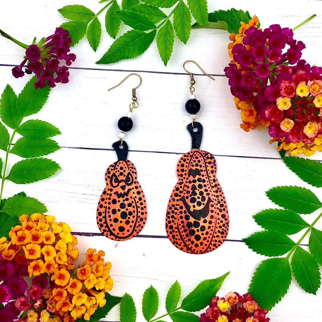 Yayoi Kusama Inspired Earrings Pumpkin Earrings Jack O Etsy