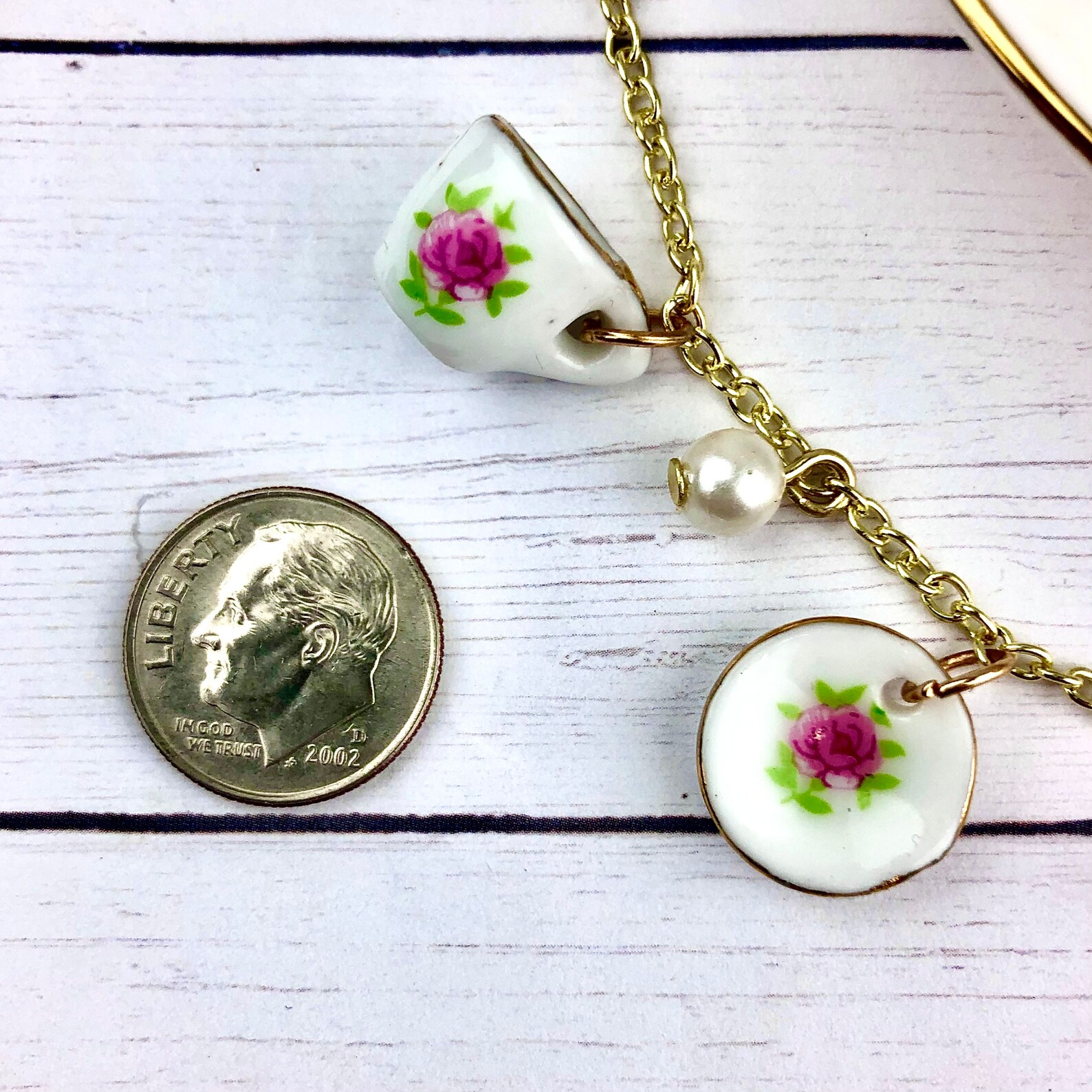 Teapot Necklace With Pearls Teacup Necklace Teacup Jewelry Etsy