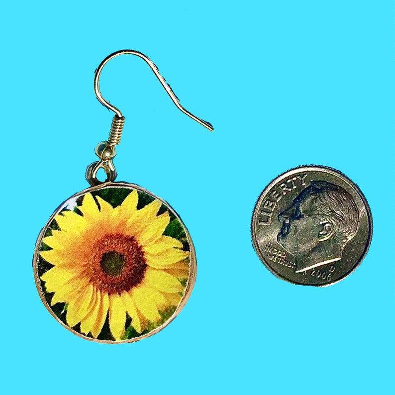 Sunflower Earrings, Sunflowers Ukraine, Sunflower Drop Dangle Earrings