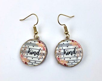 Kind Earrings, Kindness Earrings, Kind Jewelry, Kindness Jewelry, Kindness Matters, Be Kind, Kind Words, Motivational Jewelry, Gift for Her