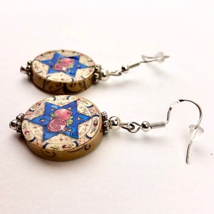 Passover Earrings, Passover Jewelry, Pomegranate Earrings, Pomegranate Jewelry, Pesach Earrings, Star of David, Magen David, Am Yisrael Chai image 2