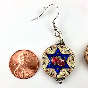 Passover Earrings, Passover Jewelry, Pomegranate Earrings, Pomegranate Jewelry, Pesach Earrings, Star of David, Magen David, Am Yisrael Chai image 3