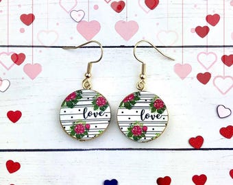 Orecchini d'amore, San Valentino, Gioielli d'amore, Orecchini delicati, Orecchini pendenti, Orecchini retrò, Orecchini floreali, Corsivo, Strisce, Regalo per la mamma