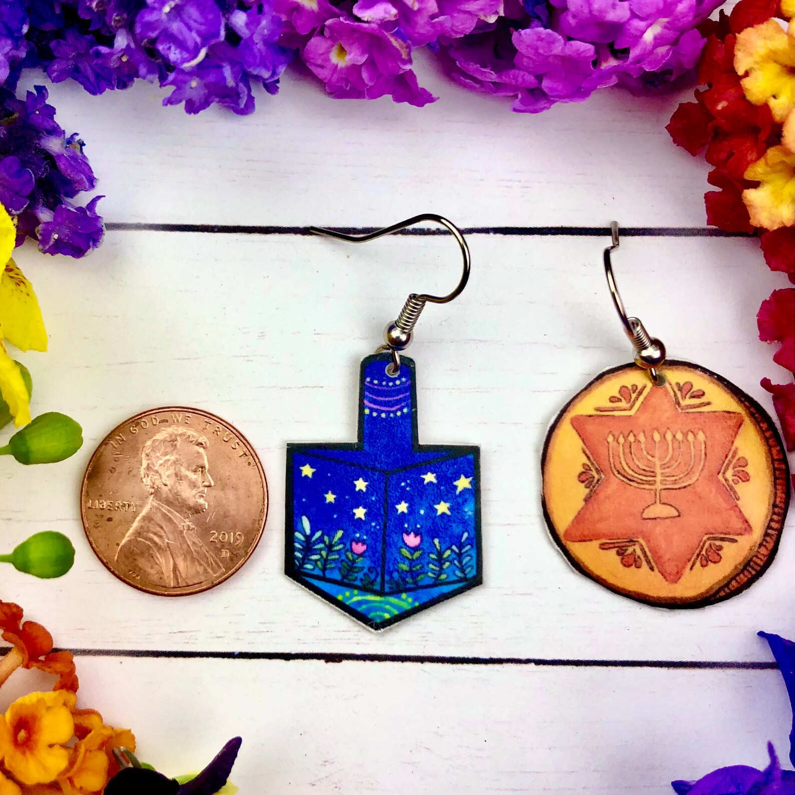 Womens hanukkah earrings