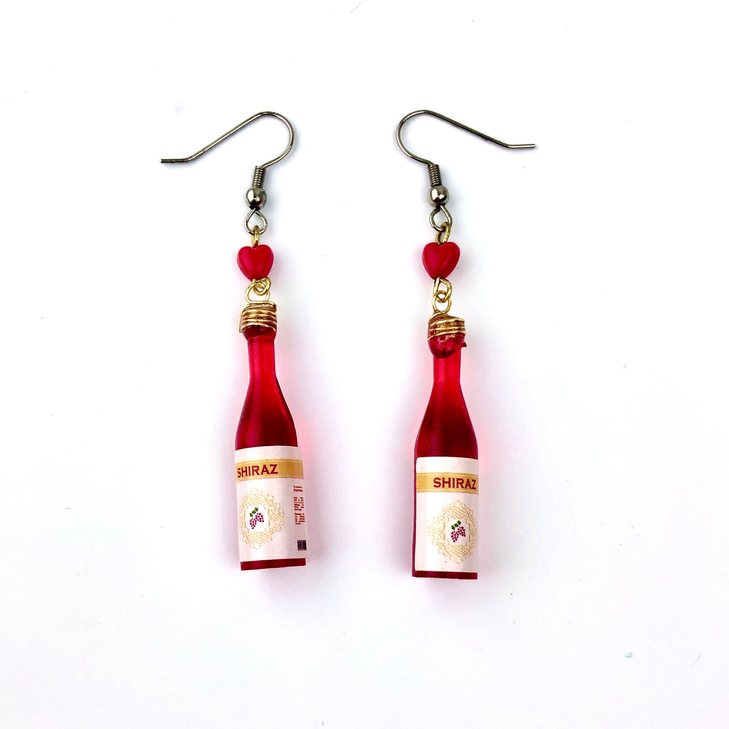 Red Wine Bottle Earrings Red Wine Earrings Wine Jewelry Etsy