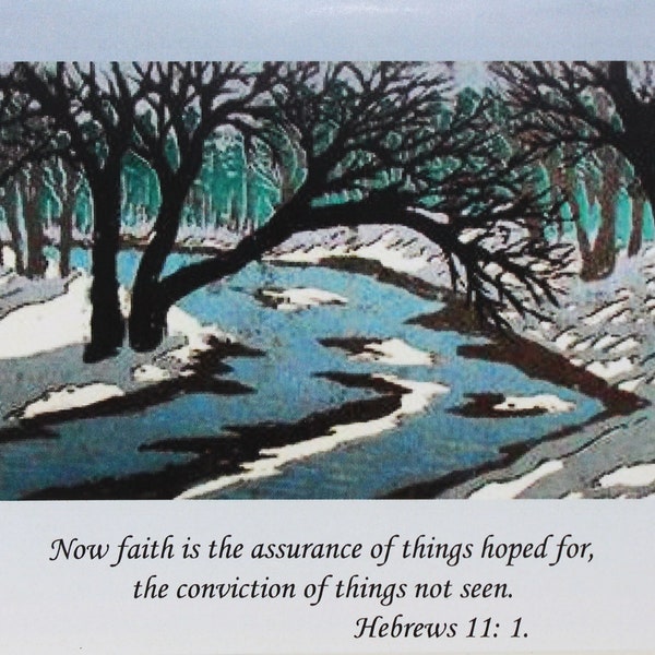 Winter Landscape Christian Note Card with a Bible verse and spiritual message