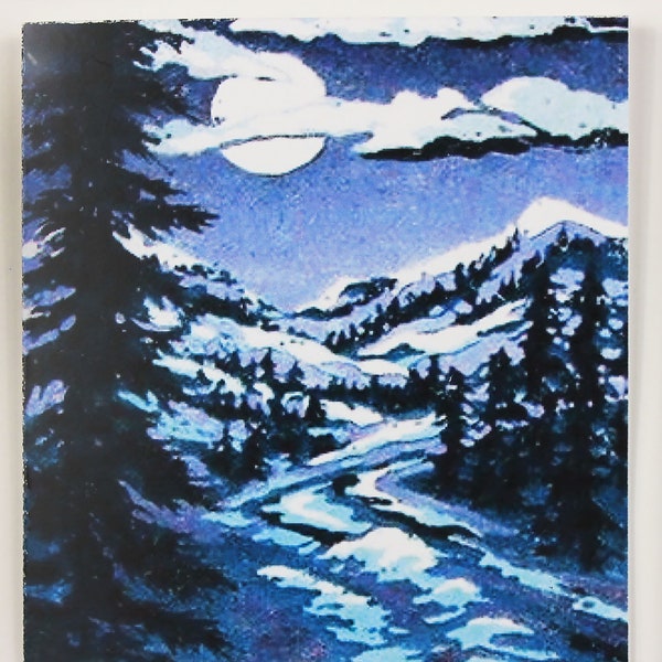 Winter Landscape with Full Moon Note Card with Bible verse and message inside.