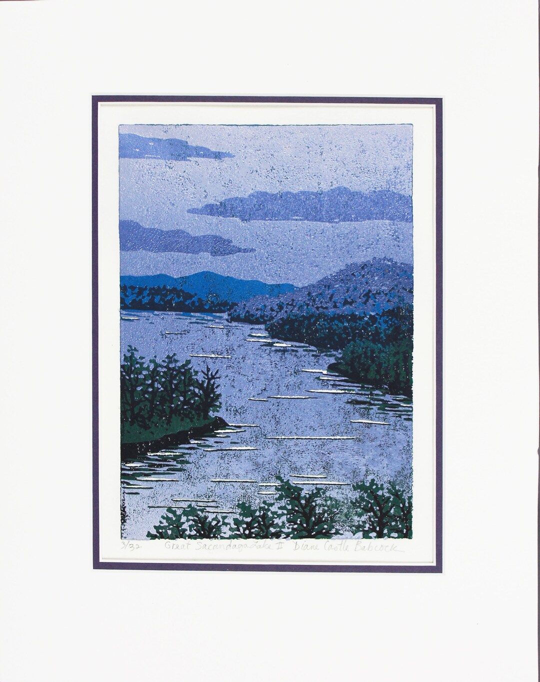 Great Sacandaga Lake II Linoleum Block Print - Etsy