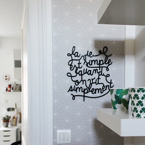 Lettering cut in plexiglas® or wood to hang La vie est simple image 1