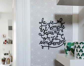 Lettering cut in plexiglas® or wood to hang - La vie est simple