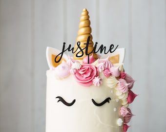 Cake topper personnalisé / décoration pour gâteau en plexi ou bois avec le prénom de votre choix pour anniversaire ou fête