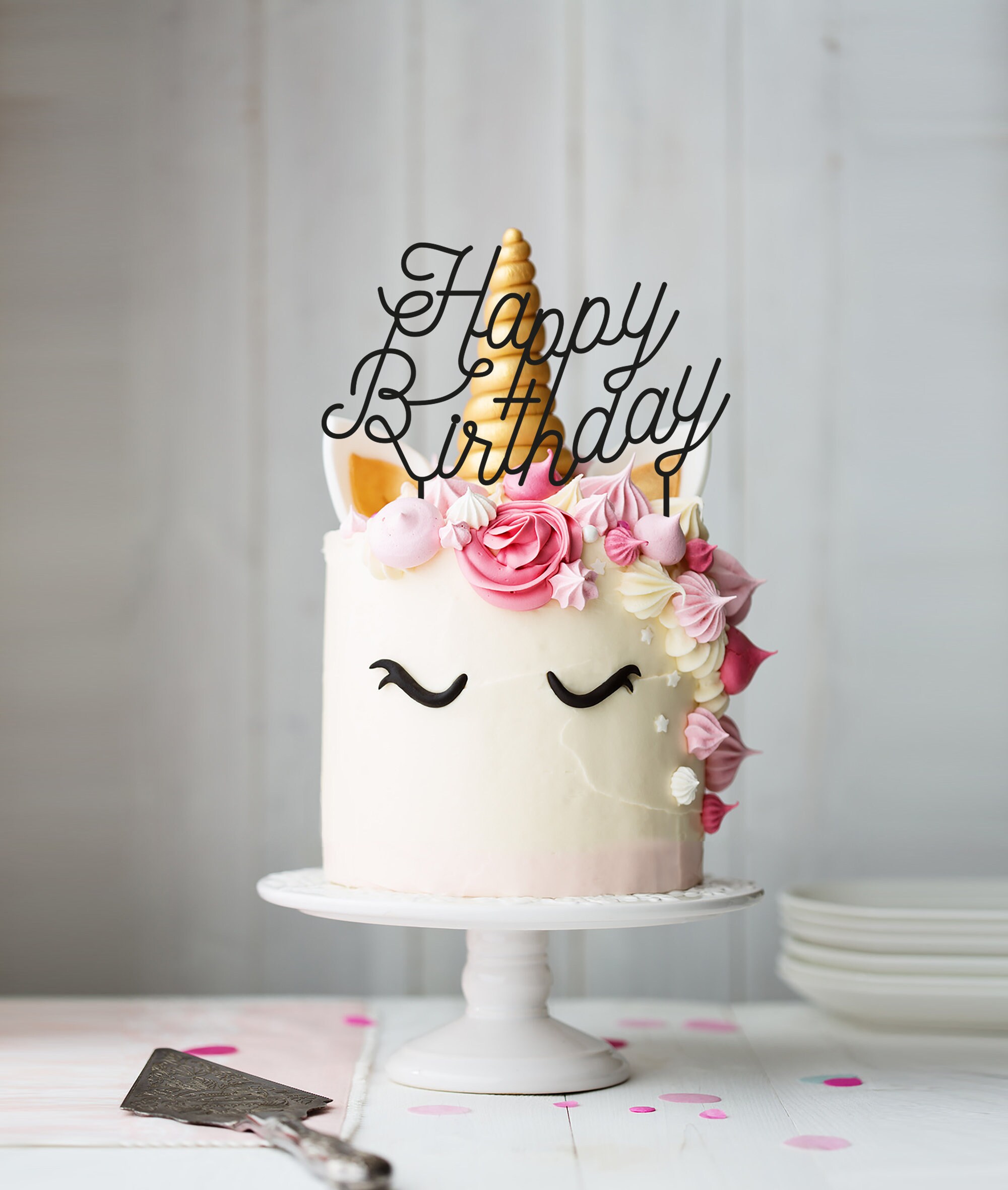 Cake topper pour gâteau en plexiglas - Happy Birthday