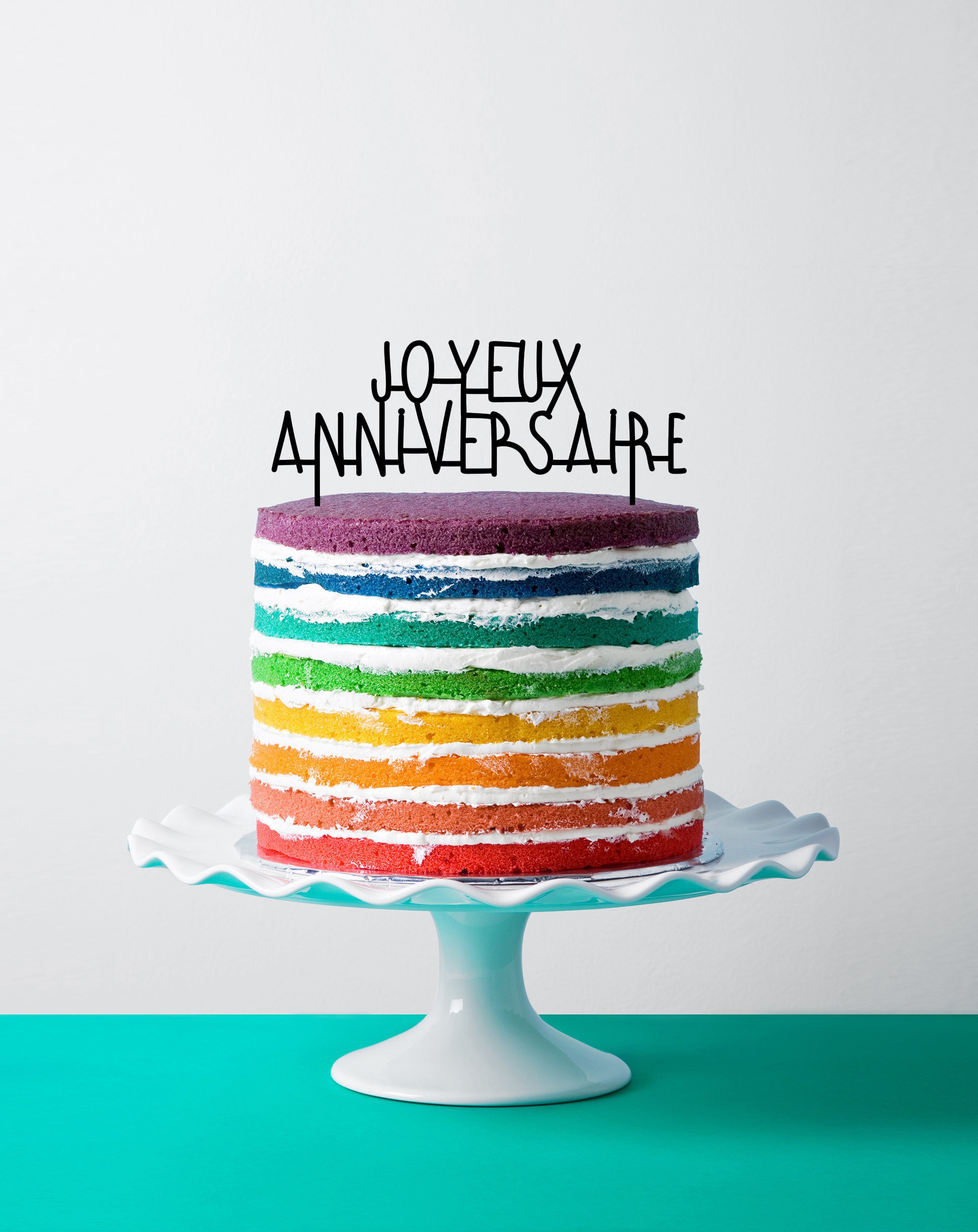 Cake topper joyeux anniversaire personnalisable en plexiglas