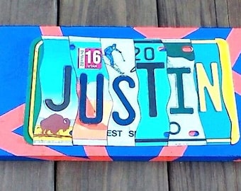 U.S. License Plate Name SIGNS!!! CUSTOM MADE!! Created With Real Genuine License Plates! Made By Hand!