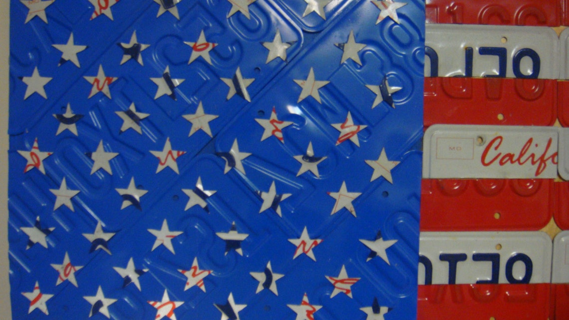 License Plate American Flag Made With Genuine License Plates Etsy