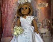 American Girl Collectible Wedding Dress - 18 inch doll wedding Gown, veil, bouquet, shoes -  fits American Girl and similar 18 inch dolls