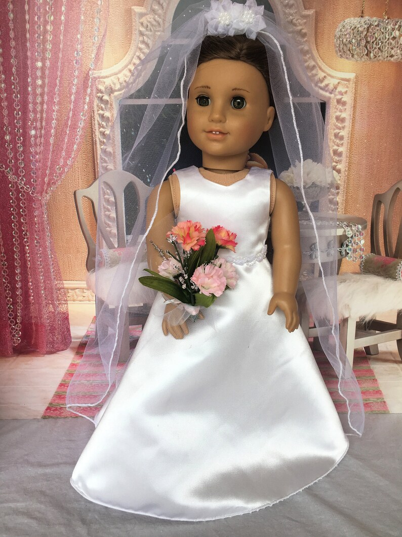 American Girl Wedding Dress Ag Wedding Gown Veil Petticoat Etsy