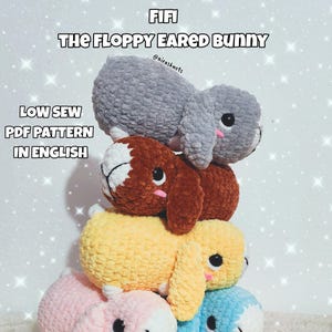 Fifi the Floppy Eared Bunny LOW SEW Amigurumi PDF Pattern in English