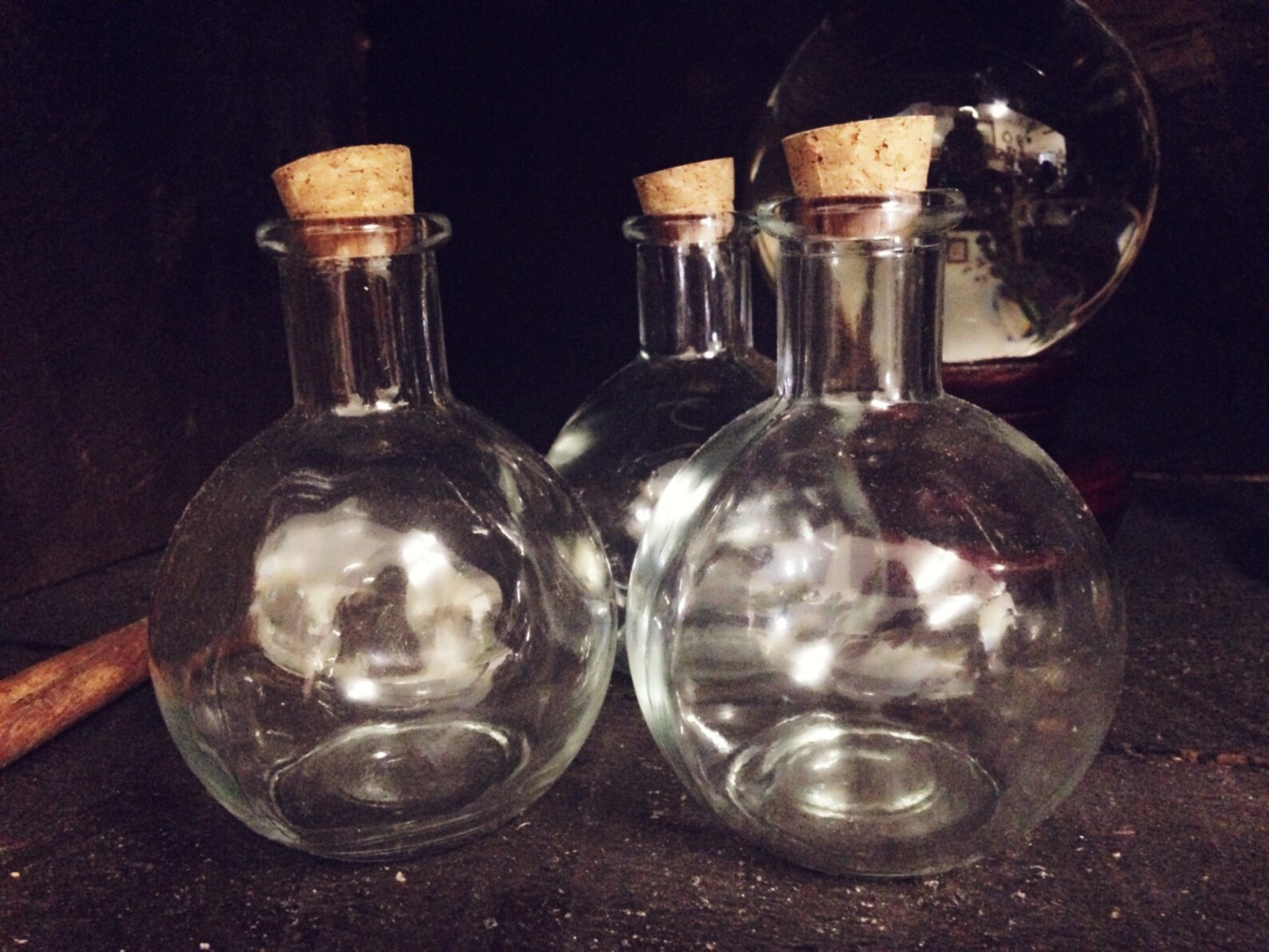 Glass Potion Bottlelong Neck Round Glasspotion Etsy