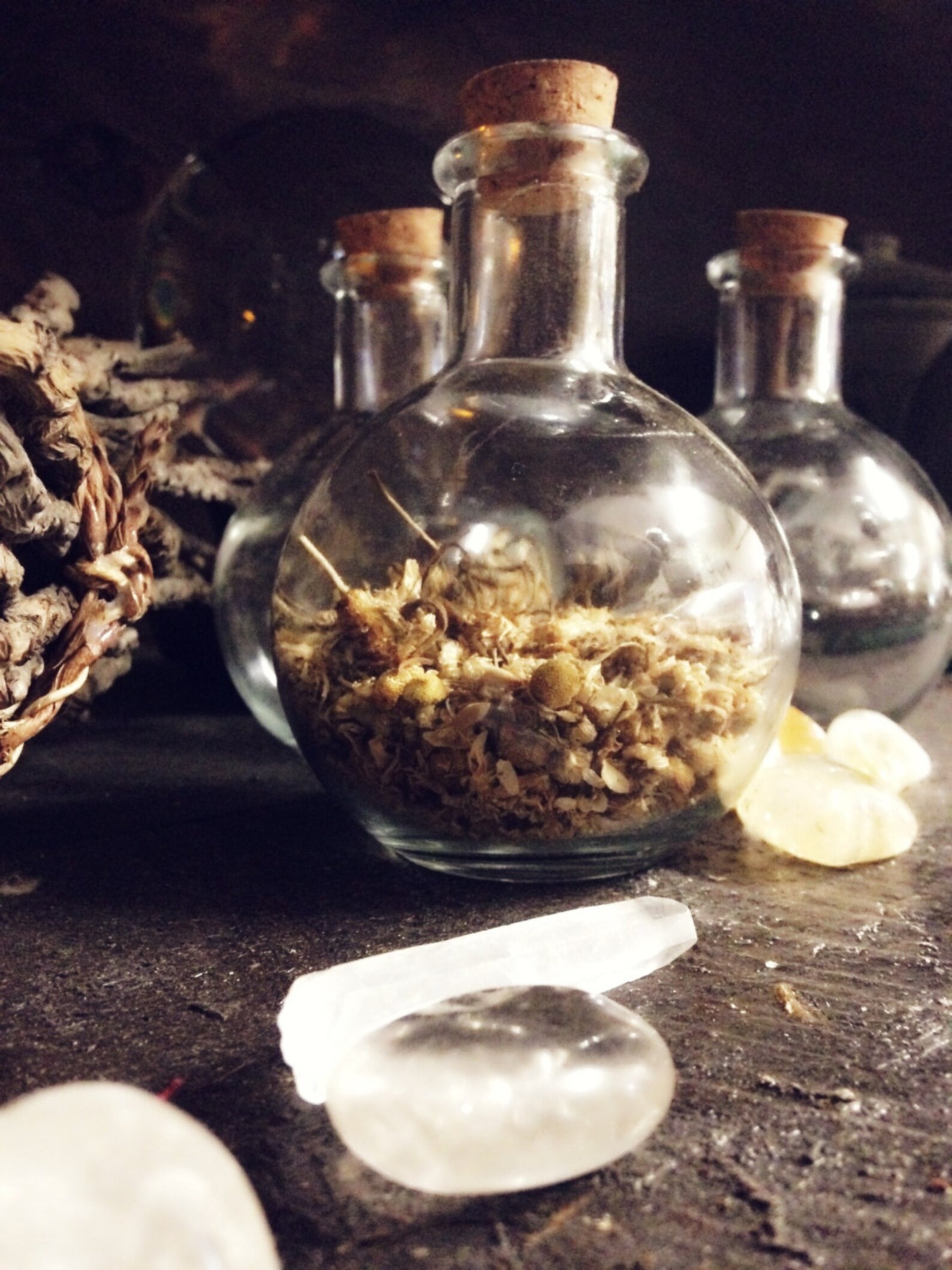 Glass Potion Bottlelong Neck Round Glasspotion Etsy