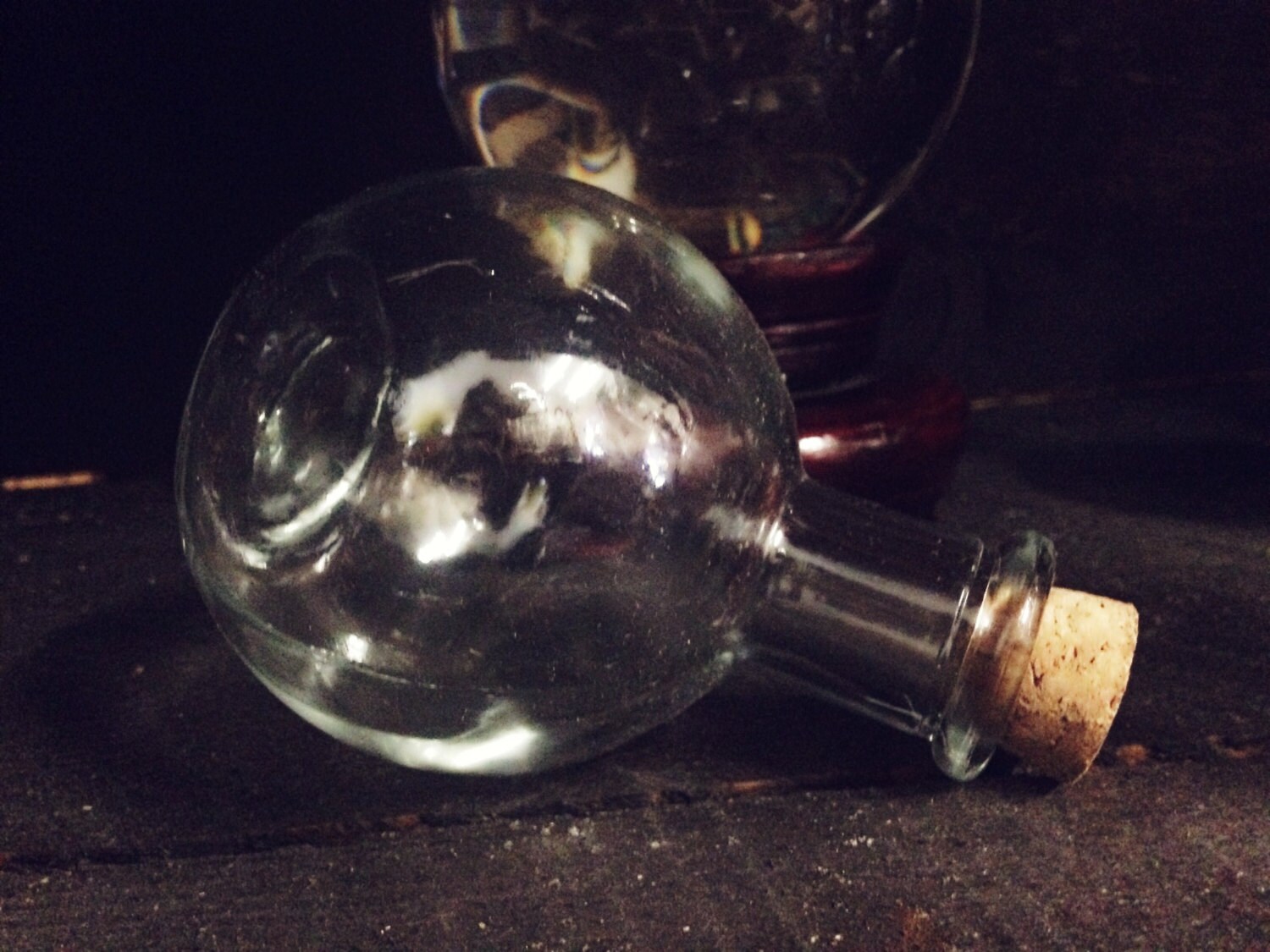Glass Potion Bottlelong Neck Round Glasspotion Etsy