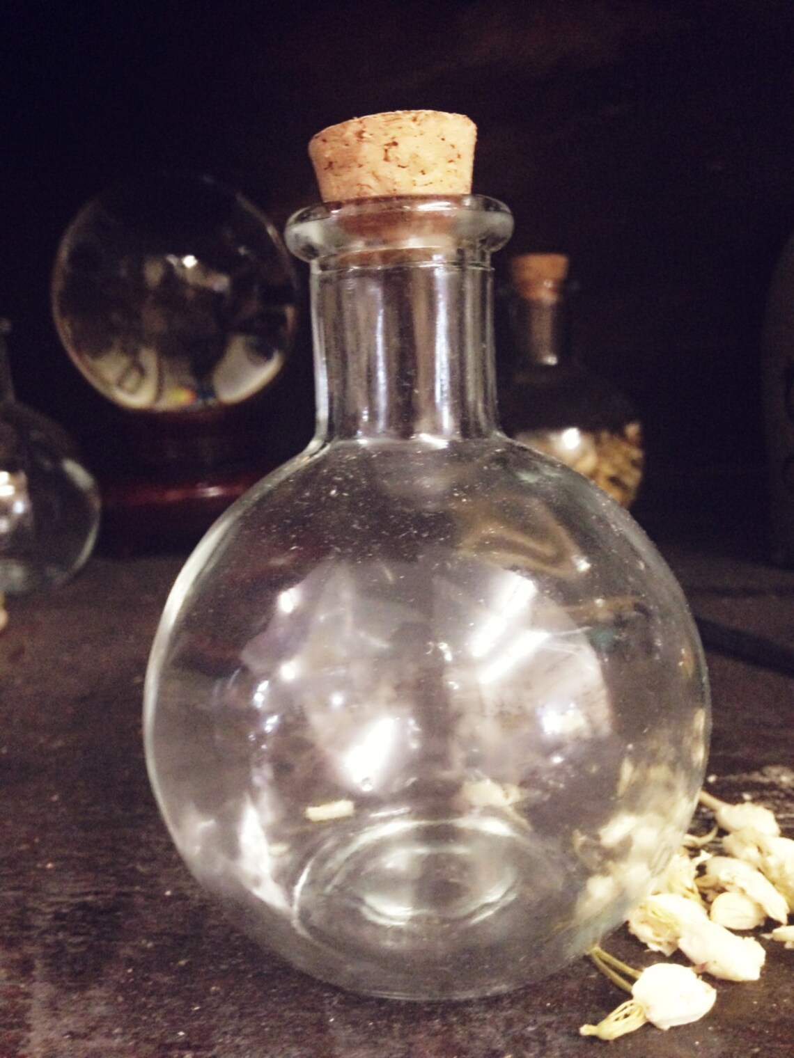 Glass Potion Bottlelong Neck Round Glasspotion Etsy