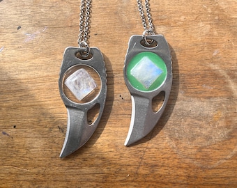 Diamond Moonstone Blade Necklace