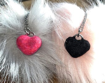 fuzzy heart necklace