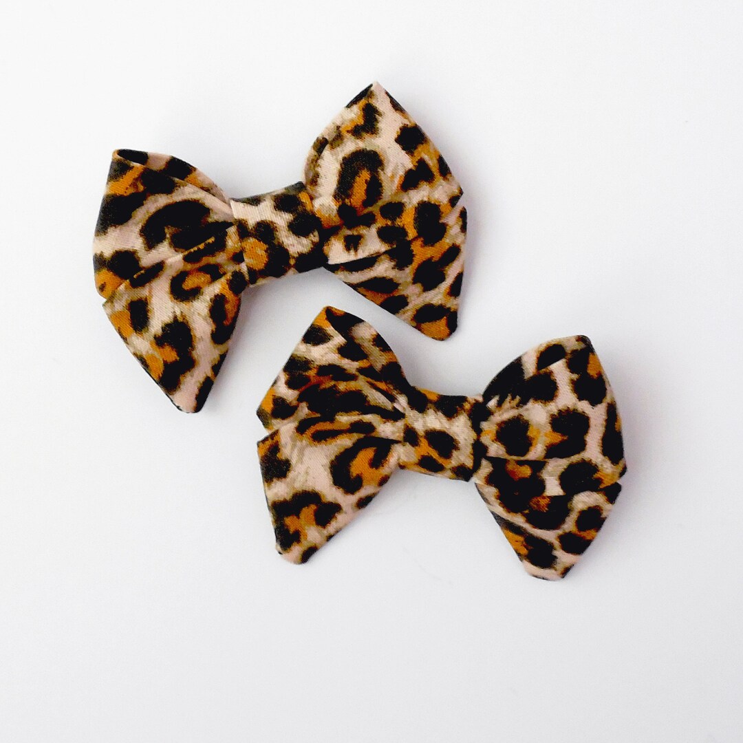 Leopard Hair Bow Animal Print Hair Bow Toddler Girl Hair Etsy